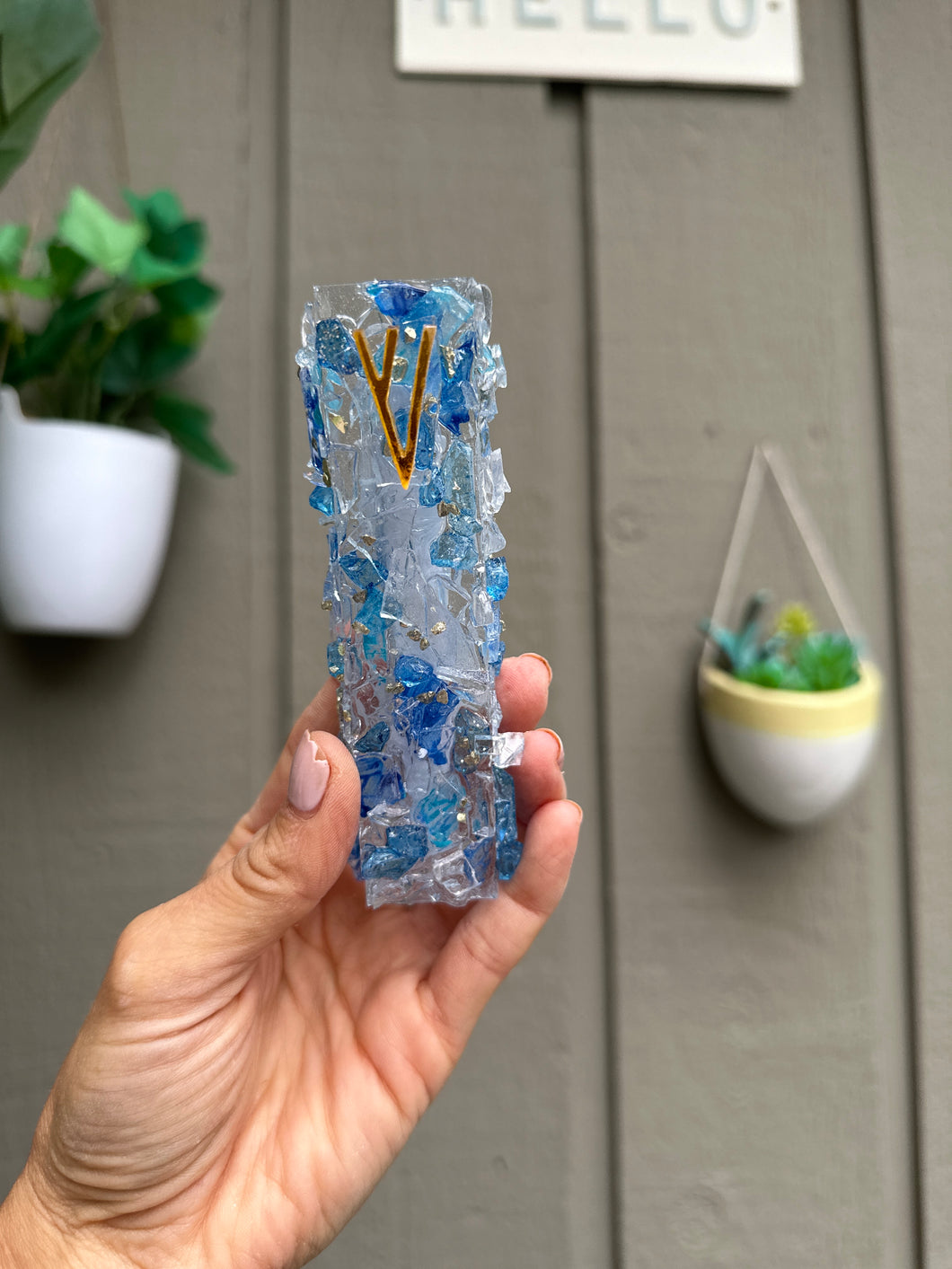 Smashed Glass Mezuzah with 3 sides of Glass