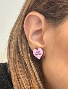 Jewish Conversation Heart Earrings