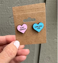 Load image into Gallery viewer, Jewish Conversation Heart Earrings
